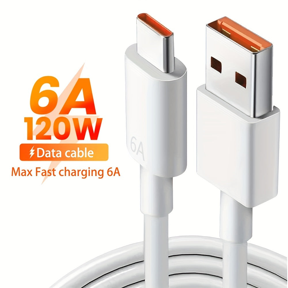 كابل شحن USB-C سريع بقدرة 120 واط وتيار 6 أمبير - متوافق مع أجهزة Huawei وXiaomi وVivo والمزيد